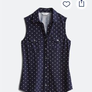 Market & Spruce Navy Sleeveless Button Down Shirt